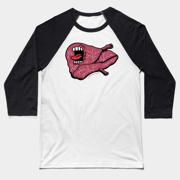 SCREAMIN' LIVER Baseball T-Shirt by andewhallart